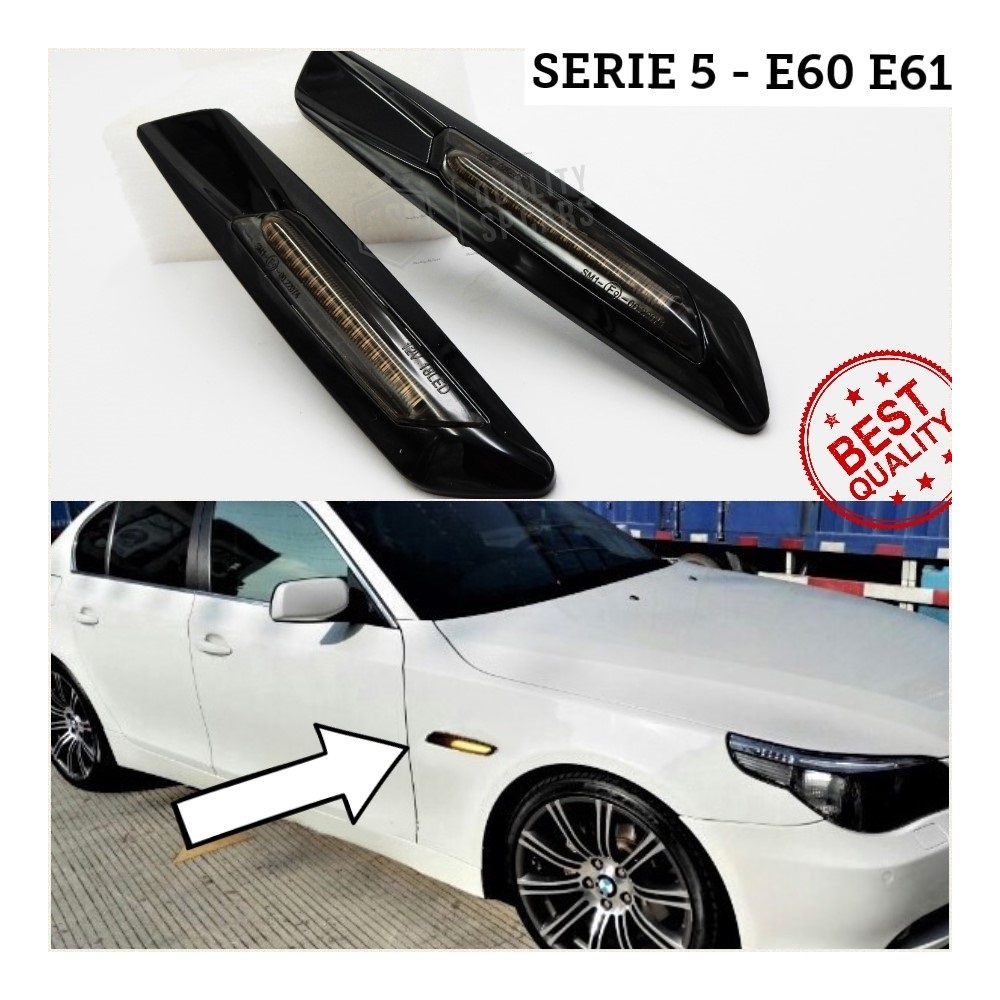 2 Intemitentes LED para BMW Serie 5 E60 E61 100% CANBUS Sin Errores Estructura en ABS Negra + Lente Negra