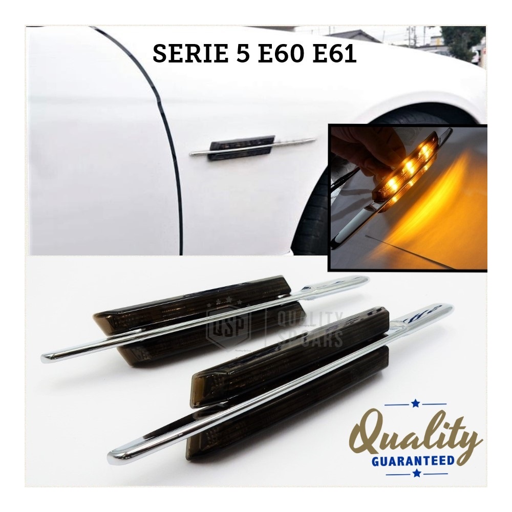 X2 Intermitentes de LED Para BMW Serie 5 E60 E61 100% CANBUS Plug & Play Lente NEGRA Raya CROMADA X2 Intermitentes de LED Para BMW Serie 5 E60 E61 100% CANBUS Plug & Play Lente NEGRA Raya CROMADA