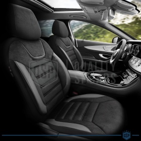 FUNDAS DE ASIENTO para Ssangyong Rexton Cuero Pu y Efecto Ante, COMPLETO Delantero + Trasero | Certificados TÜV