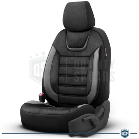 FUNDAS DE ASIENTO para Ssangyong Rexton Cuero Pu y Efecto Ante, COMPLETO Delantero + Trasero | Certificados TÜV