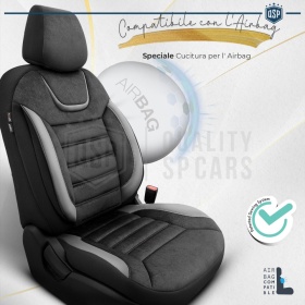 FUNDAS DE ASIENTO para Ssangyong Rexton Cuero Pu y Efecto Ante, COMPLETO Delantero + Trasero | Certificados TÜV