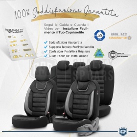 FUNDAS DE ASIENTO para Ssangyong Rexton Cuero Pu y Efecto Ante, COMPLETO Delantero + Trasero | Certificados TÜV