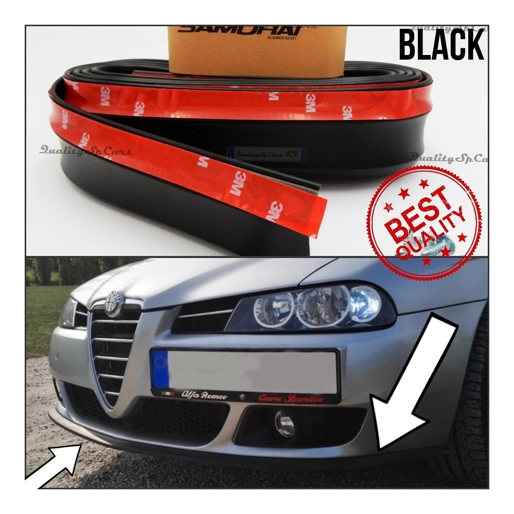 SPOILER Alerón Adhesivo PARA ALFA ROMEO 156, LABIO parachoques LIP o Faldones Laterales en EPDM NEGRO flexible