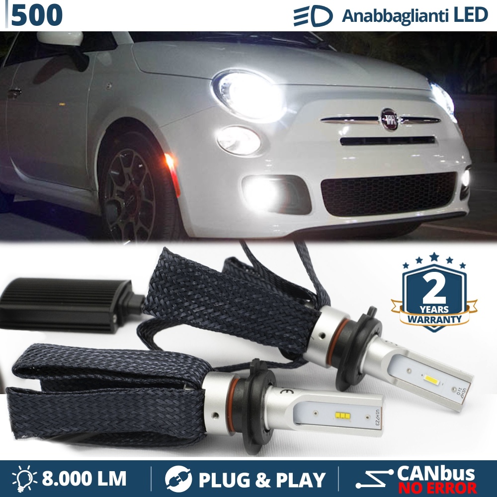 Kit LED H7 para Fiat 500 Luces de Cruce CANbus | 6500K Blanco Frío 8000LM
