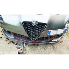 Spoiler Adesivo Effetto Carbonio Nero per Alfa Romeo Giulietta e Mito, Lama Sotto Paraurti o Minigonne Flessibile
