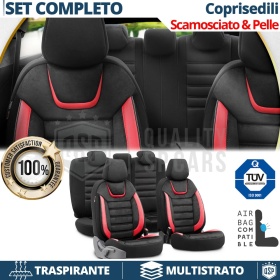 FUNDAS DE ASIENTO para Ford Mondeo Cuero Rojo Pu y Efecto Ante, COMPLETO Delantero + Trasero | Certificados TÜV