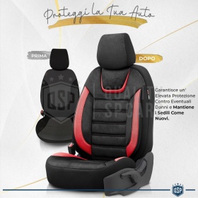 FUNDAS DE ASIENTO para Ford Mondeo Cuero Rojo Pu y Efecto Ante, COMPLETO Delantero + Trasero | Certificados TÜV