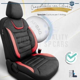 FUNDAS DE ASIENTO para Ford Mondeo Cuero Rojo Pu y Efecto Ante, COMPLETO Delantero + Trasero | Certificados TÜV