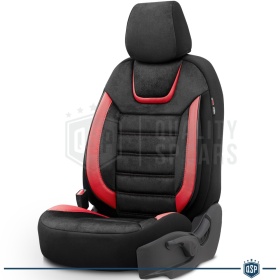 FUNDAS DE ASIENTO para Ford Mondeo Cuero Rojo Pu y Efecto Ante, COMPLETO Delantero + Trasero | Certificados TÜV