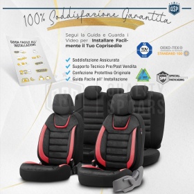 FUNDAS DE ASIENTO para Ford Mondeo Cuero Rojo Pu y Efecto Ante, COMPLETO Delantero + Trasero | Certificados TÜV
