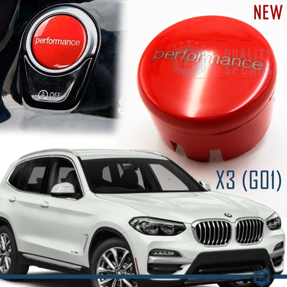 TASTO PULSANTE D'ACCENSIONE MOTORE "PERMORNANCE" ROSSO IN ABS PER BMW SERIE X3 ( G01 ) con Tasto OFF Antigraffio NO IMPRONTA TASTO PULSANTE D'ACCENSIONE MOTORE "PERMORNANCE" ROSSO IN ABS PER BMW SERIE X3 ( G01 ) con Tasto OFF Antigraffio NO IMPRONTA