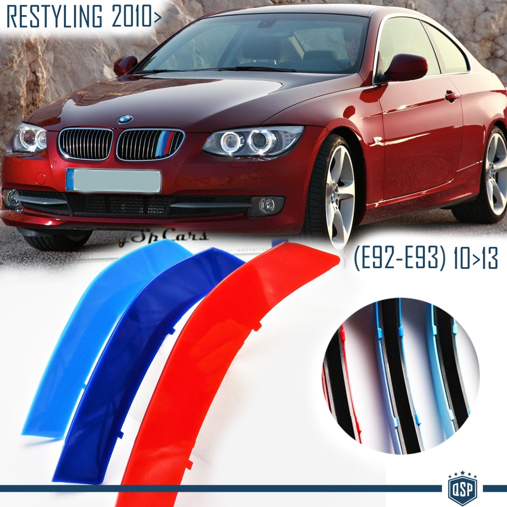 3x Grille COVER STRIPES in Colors M Sport for BMW 3 Series Coupe/ Convertible (E92 E93) FACELIFT 2009-2012