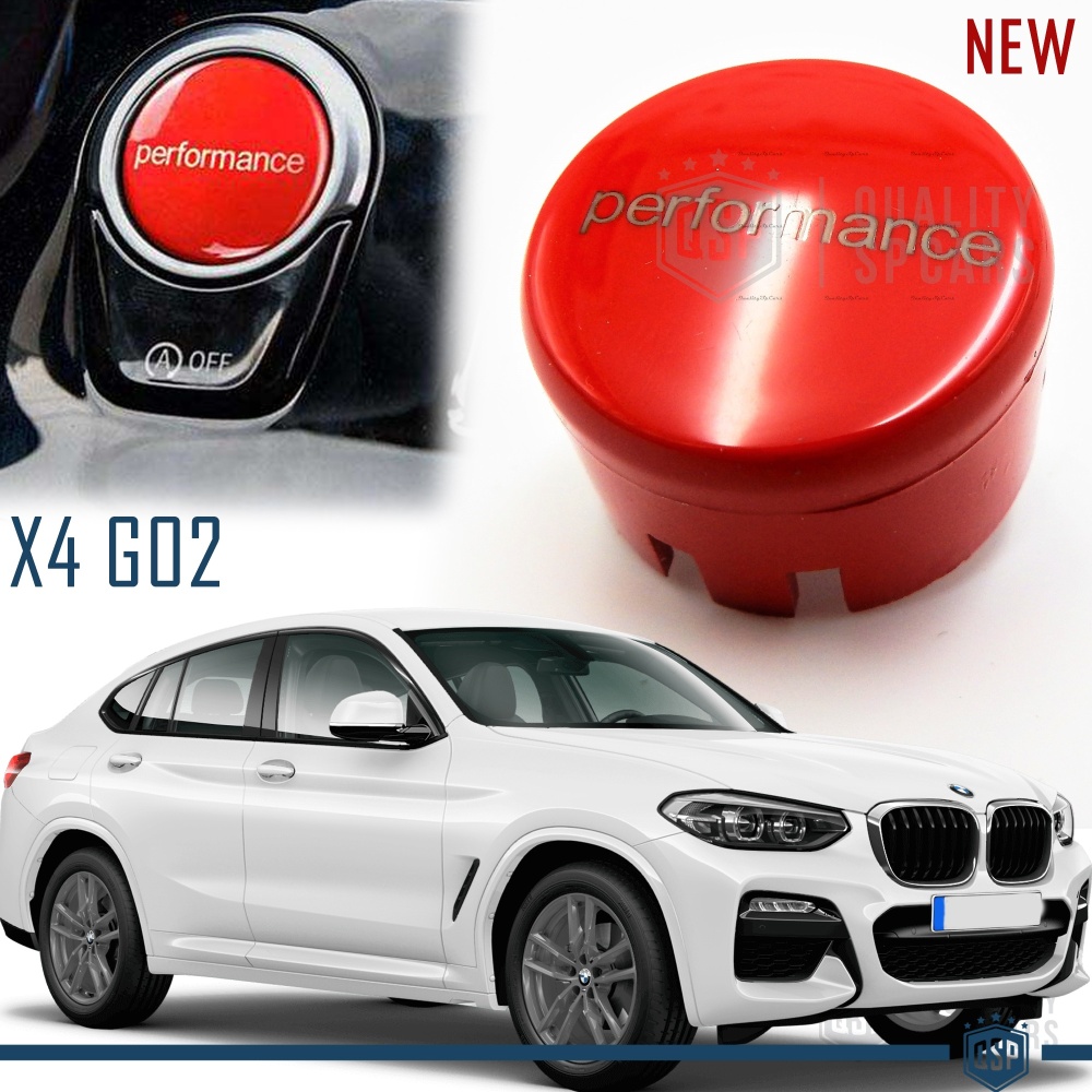 TASTO PULSANTE D'ACCENSIONE MOTORE "PERMORNANCE" ROSSO IN ABS PER BMW SERIE X4 ( G02 ) con Tasto OFF Antigraffio NO IMPRONTA TASTO PULSANTE D'ACCENSIONE MOTORE "PERMORNANCE" ROSSO IN ABS PER BMW SERIE X4 ( G02 ) con Tasto OFF Antigraffio NO IMPRONTA