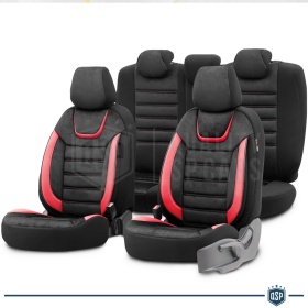 HOUSSES DE SIÈGE pour Toyota Urban Cruiser Cuir Rouge PU et Effet Suède, COMPLÈTES Avant + Arrière | Certifiés TÜV