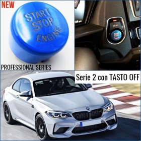 LLAVE BOTÓN DE ENCENDIDO DEL MOTOR AZUL "START STOP ENGINE" EN ABS PARA BMW SERIE 2 ( F22 F23 ) con Bóton OFF, ANTICHUADO NO HUELLAS