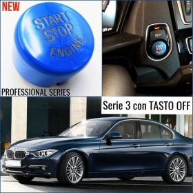 LLAVE BOTÓN DE ENCENDIDO DEL MOTOR AZUL "START STOP ENGINE" EN ABS PARA BMW SERIE 3 ( F30 F31) con Bóton OFF, ANTICHUADO NO HUELLAS
