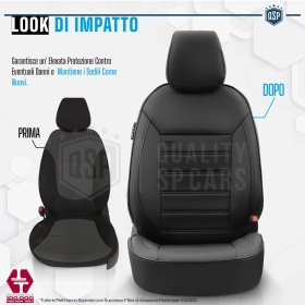 FUNDAS ASIENTO para Ssangyong Musso en CUERO Pu AJUSTE PERFECTO, COMPLETO Delantero + Trasero | Certificados TÜV