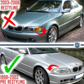 3x RIÑONES REJILLA para BMW SERIE 3 CUPÉ/DESCAPOTABLE (E46) 98-03 PRE Facelift en colores M Sport