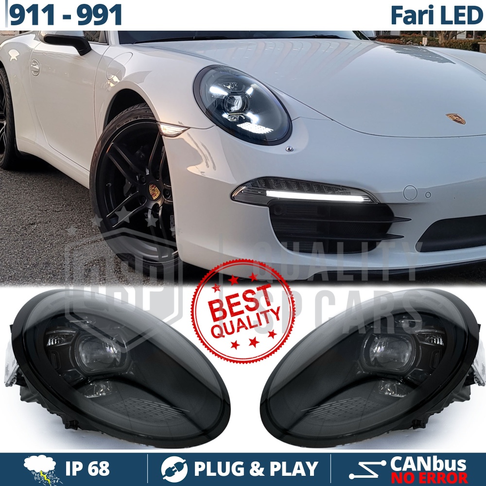 FARI Laser LED Per Porsche 911 991 (2011-18) OMOLOGATI | TRASFORMAZIONE Luci in 992 Dynamic System MATRIX