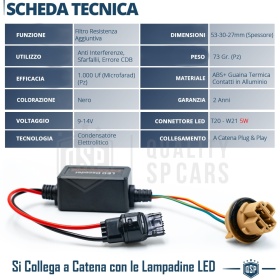 X1 Resistencia CANbus T20 W21/5W para Bombillas Led | Decoddificador Anti Error, Anti Parpadeo