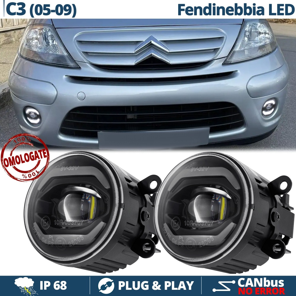 Faros Antiniebla LED DRL Para Citroen C3 05-09 APROBADOS con Luces Diurnas LED Blancas