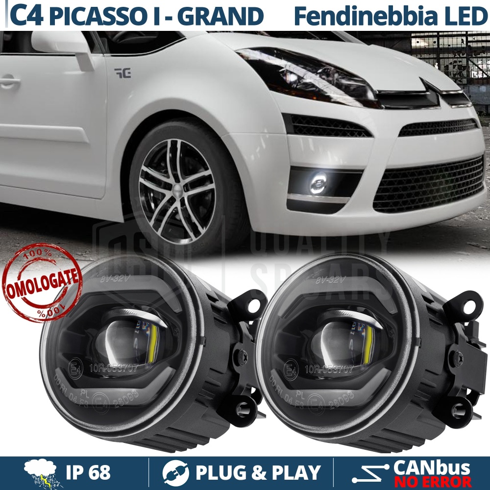 Faros Antiniebla LED DRL Para Citroen C4 Picasso 1 - Grand APROBADOS con Luces Diurnas LED Blancas