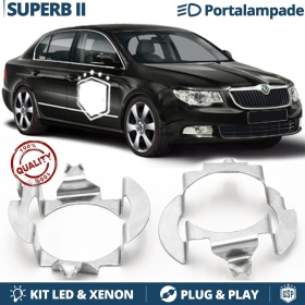 2X Adaptatores del Retenedor Soporte Bombilla para Montaje KIT LED H7 para Skoda SUPERB 2