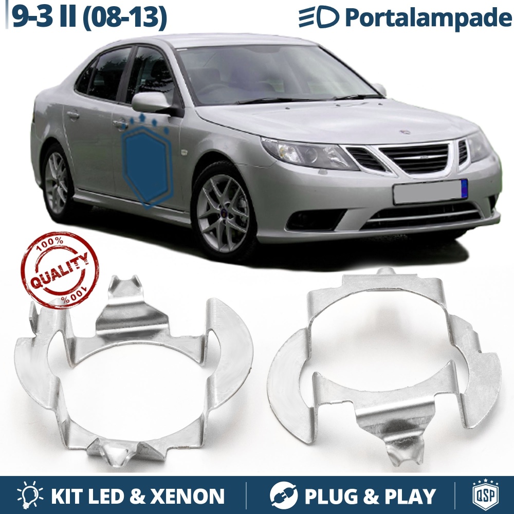2x ADATTATORI Portalampada per SAAB 9-3 II (08-13) per montaggio KIT LED Xenon H7
