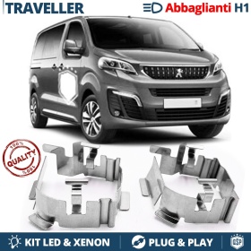 2X Adaptatores del Retenedor Soporte Bombilla para Peugeot TRAVELLER, para Montaje KIT LED H1