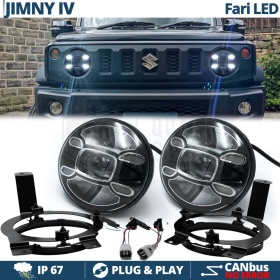 2 Faros LED 7" + Soportes para SUZUKI JIMNY 4 6500K | Luces de Cruce + Carretera + Posición