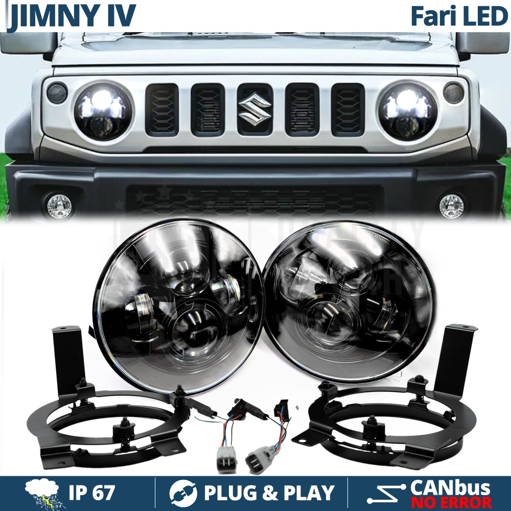 2 Faros LED 7" + Soportes para SUZUKI JIMNY 4 6500K | Luces de Cruce + Carretera + Posición 2 Faros LED 7" + Soportes para SUZUKI JIMNY 4 6500K | Luces de Cruce + Carretera + Posición