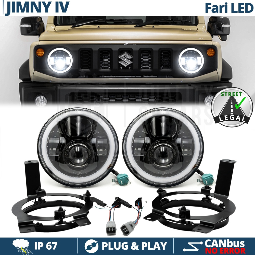 FAROS LED Angel Eyes + SOPORTES para SUZUKI JIMNY 4, Luz Blanca 6500K | APROBADO