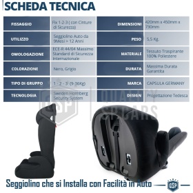 Silla de Coche HOMOLOGADA 9-36 KG Capsula Germany para Niños de 9 MESES a 12 AÑOS | Grupo 1, 2, 3