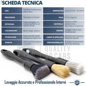 3 CEPILLOS Lavado Limpieza Interiores de Coche Profesional | Cerdas ESPECÍFICAS Antiarañazos Antiestático