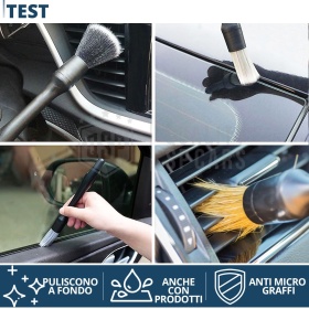 3 CEPILLOS Lavado Limpieza Interiores de Coche Profesional | Cerdas ESPECÍFICAS Antiarañazos Antiestático
