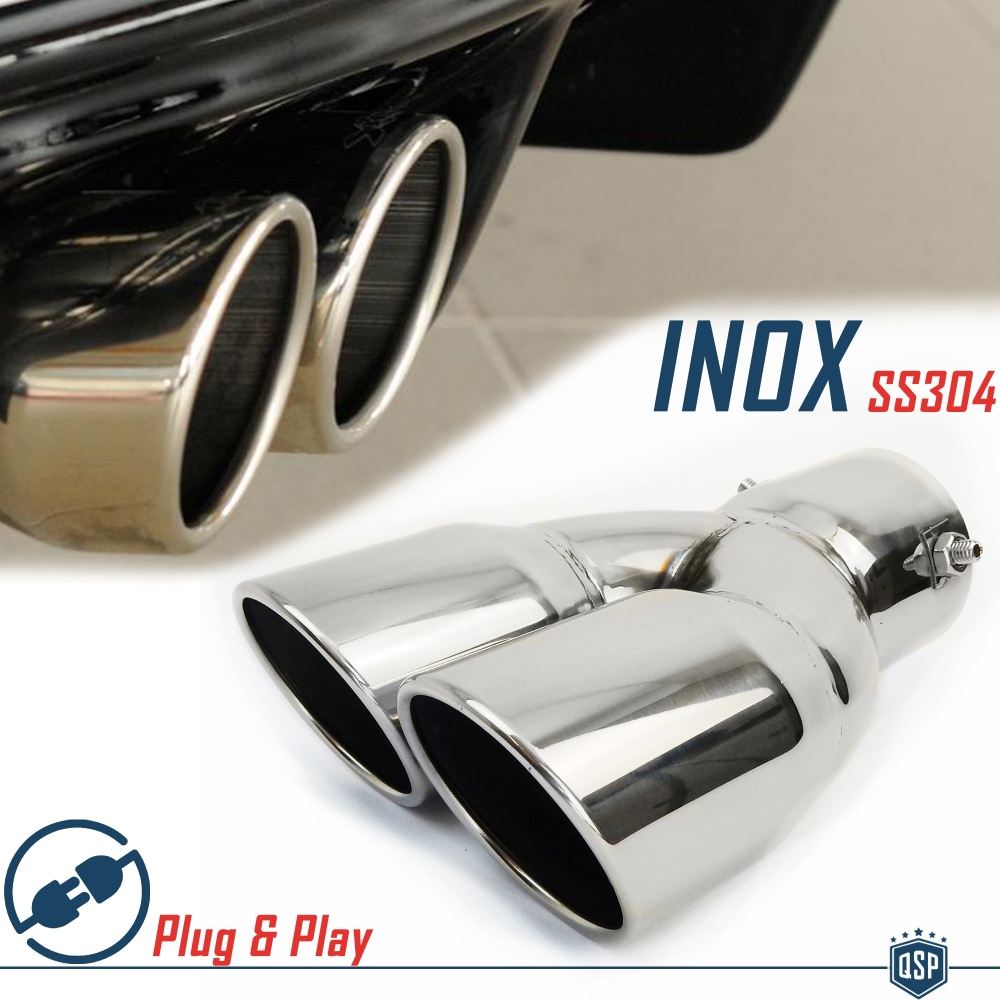 Universal Twin EXHAUST TIP Chromed Stainless STEEL | Round Tail Pipe Tips Maximul INLET Ø 60 MM Universal Twin EXHAUST TIP Chromed Stainless STEEL | Round Tail Pipe Tips Maximul INLET Ø 60 MM