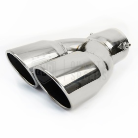 Tubo Doble de ESCAPE Coche Universal en ACERO inoxidable | Redondo, Silenciador Max Ø 60 MM