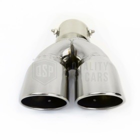 Tubo Doble de ESCAPE Coche Universal en ACERO inoxidable | Redondo, Silenciador Max Ø 60 MM