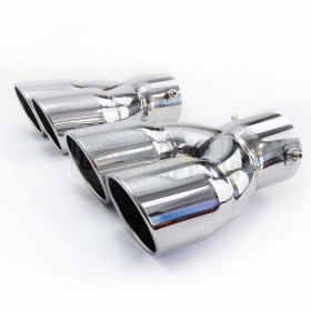 2x TERMINALI di Scarico Doppi per Auto Universali in ACCIAIO Inox Cromato | Marmitta Max Ø 60 MM