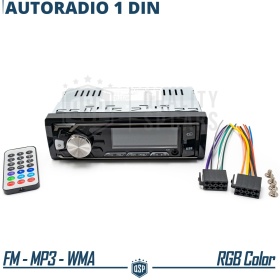 Radio de Coche 1 DIN Bluetooth, 6 Salidas | Radio FM, Reproductor MP3 WMA | USB, SD, AUX, Control con APP