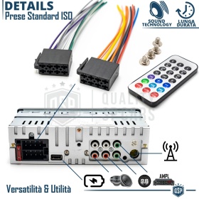 Radio de Coche 1 DIN Bluetooth, 6 Salidas | Radio FM, Reproductor MP3 WMA | USB, SD, AUX, Control con APP