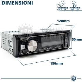 Radio de Coche 1 DIN Bluetooth, 6 Salidas | Radio FM, Reproductor MP3 WMA | USB, SD, AUX, Control con APP