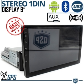 Radio de Coche 1 DIN Bluetooth, con Pantalla 9" CARPLAY Android e iOS, Navegador GPS, USB, AUX