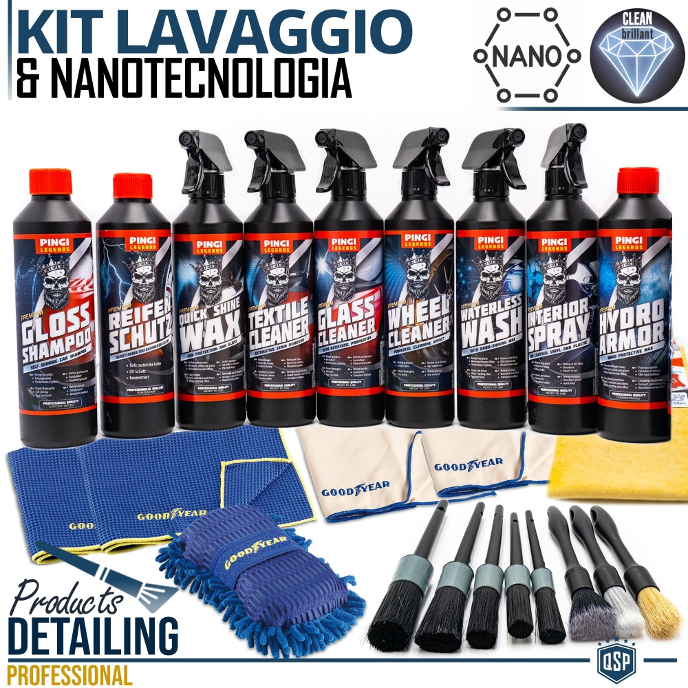 24 Productos LAVADO de Coche PROFESIONAL, Limpieza Exterior e Interior de Coche INTEGRAL