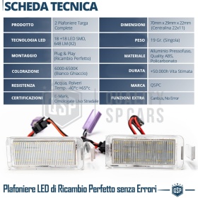 2 Luces de Matrícula LED para CHEVROLET Camaro 5 2007-2013 | Plafones CANbus Luz BLANCA 6500K