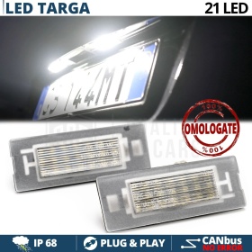 2 License Plate Full Led Canbus for Fiat | 21 Leds 6.500k White Ice, Plug & Play