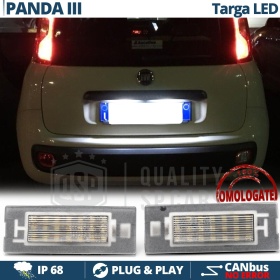 Placchette Luci Targa LED Canbus per Fiat PANDA 3 319 | Luce Bianca Potente 6500K NO Error