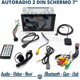 Radio de Coche 2 DIN Bluetooth, con Pantalla 7" CARPLAY Android e iOS, Navegador GPS, USB, AUX