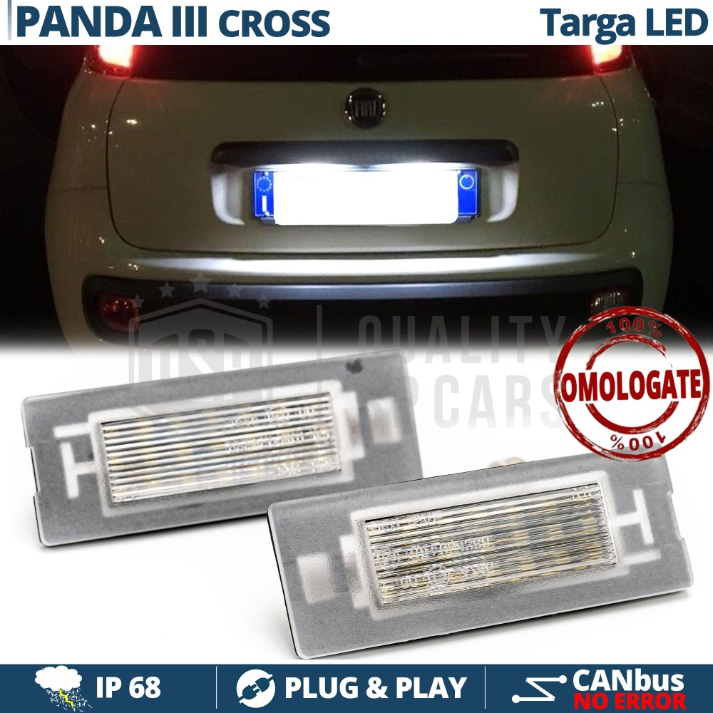 Placchette Luci Targa LED Canbus per Fiat PANDA 3 CROSS 319 | Luce Bianca Potente 6500K NO Error