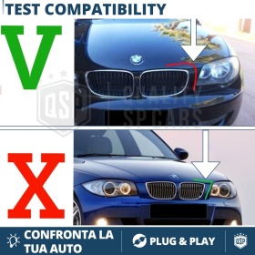 REJILLAS Delanteras para BMW Serie 1 E87 E81 E82 E88, Estilo Diamante 3D | Negro Brillante Tuning M